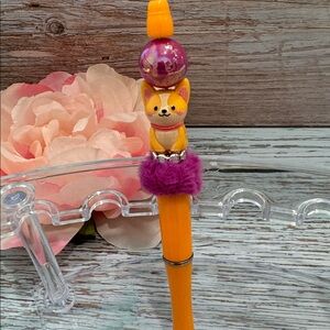 Whimsical Orange and Pink  Corgi  Character Posh  Pen